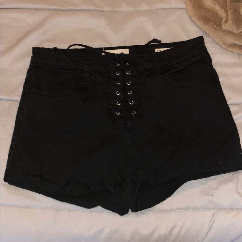 High waisted lace up shorts